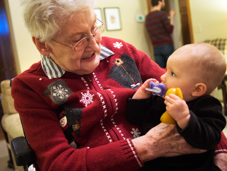 Grandma Hemken with my niece Kate – Christmas Eve 2013